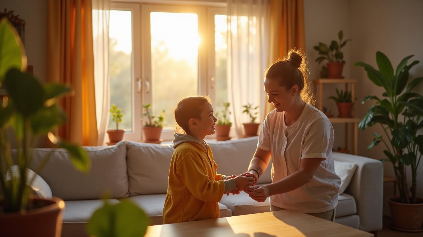 Inclusive community support with gentle assistance outdoors